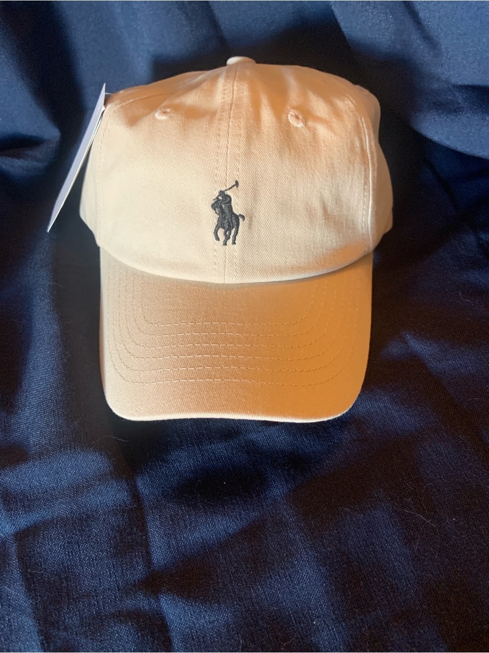 Ralph Lauren Beige Baseball Cap with Black Polo Tag